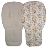 Seat Liner to fit Bugaboo Pushchairs Gold Vintage Roses / Lambs Fleece